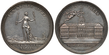 Германия медаль 1763 на окончание семилетней войны, Губертусбургский мир серебро 00-821-86