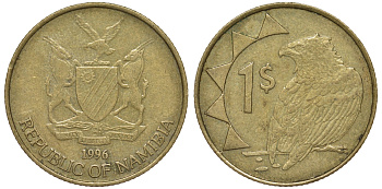 Намибия 1 доллар 1996 орел KM 4 латунь 4163-1046