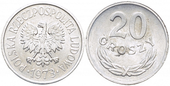 Польша 20 грошей 1973 MW KM А47, Parchimowicz 208m алюминий 112-1244