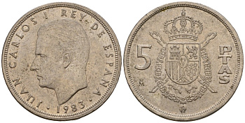 Испания 5 песет 1983 Хуан Карлос I (1975-2014) KM 823 медно-никель 216-727