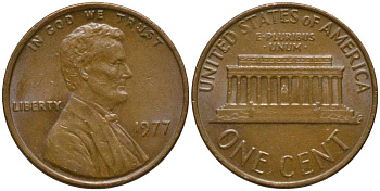 США 1 ЦЕНТ 1977 ЛИНКОЛЬН KM 201 медь цинк 4547-261