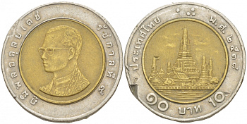 ТАИЛАНД 10 БАТОВ 1995 2538 ГОД KM биметалл 4539-1245