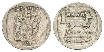 ЮАР 1 ранд 1998 KM 164 медь плакированная никелем 4627-343