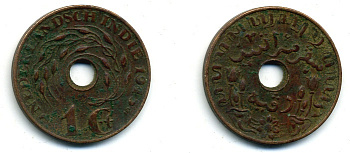 Нидерландская Восточная Индия 1 цент 1945 S KM 317 бронза 56-1152