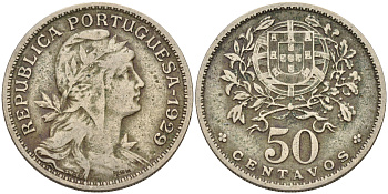 Португалия 50 сентаво 1929 KM 577 медно-никель 4563-845