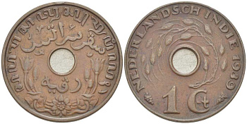 Нидерландская Восточная Индия 1 цент 1939 KM 317 бронза 210-1255