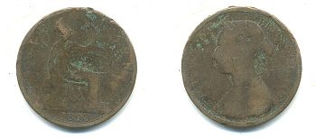 Великобритания 1/2 пенни 1890 Виктория (1837-1901) KM 754, Spink 3956 бронза 4383-334