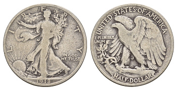 США 1/2 доллара (50 центов) 1918  KM 142 серебро    5010-1735