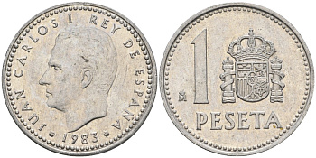 Испания 1 песета 1983 M, Хуан Карлос I (1975-2014) KM 821 алюминий 4401-444