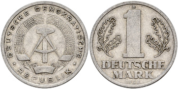 ГДР 1 марка 1956 A KM 13 алюминий 117-1156