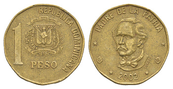 Доминиканская Республика (Доминикана) 1 песо 2002 KM 80.2 латунь 4638-246