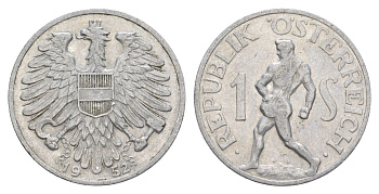 Австрия 1 шиллинг 1952 сеятель KM 2871 алюминий 4556-953