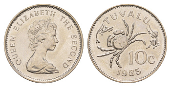 Тувалу 10 центов 1985 KM 4 медно-никель UNC 413-6214