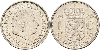 Нидерланды 1 гульден 1976 Юлиана (1948-1980) KM 184а никель 4171-126