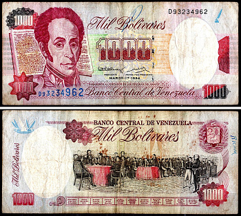 Венесуэла 1000 боливаров 1994 Pick 76a бумага 3295-74-1-2