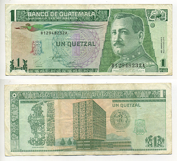 Гватемала 1 кетсаль 1995 6 сентября 1995, генерал Хосе Мария Ореллано, президент Гватемалы (1921-1926) Pick 87 с бумага 7548-68-1
