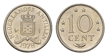 Нидерландские Антильские острова (Нидерландские Антилы) 10 центов 1978 KM 10 никель UNC 4627-669