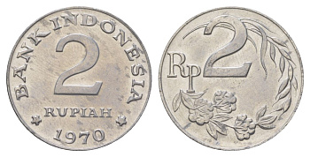 Индонезия 2 рупии 1970 KM 21 алюминий UNC 4624-952