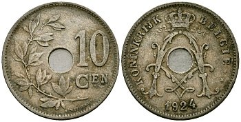 Бельгия 10 сантимов 1924 Belgie KM 86 медно-никель 4172-1244