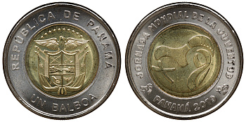 Панама 1 бальбоа 2019 Всемирный день молодежи KM NEW биметалл UNC M52-12