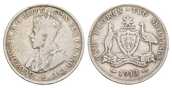 Австралия 2 шиллинга (флорин) 1913 Георг V (1910-1936) KM 27 серебро 1518-842