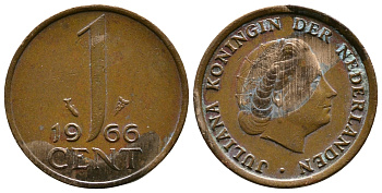 НИДЕРЛАНДЫ 1 ЦЕНТ 1966 ЮЛИАНА KM 180 бронза 179-1031