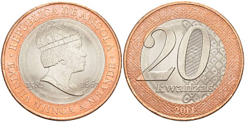 Ангола 20 кванза 2014 Королева Зинга Мбанди Нгола (1582-1663) KM 111 биметалл aUNC 69-123