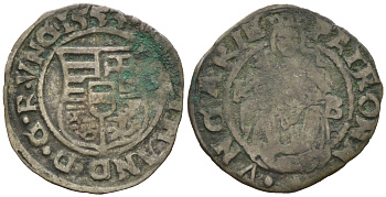 Венгрия 1 денар 1557 К-В, Фердинанд I (1526-1564), мадонна с младенцем серебро 4575-112