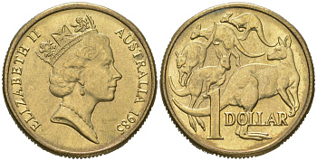 Австралия 1 доллар 1985 Елизавета II (1952-2022), кенгуру KM 84 алюминиевая бронза UNC 4619-1126