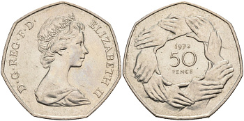 Великобритания 50 пенсов 1973 вступление в Европейское экономическое сообщество KM 918, Spink 4224 медно-никель aUNC 88-611