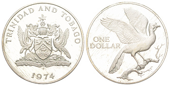 Тринидад и Тобаго 1 доллар 1974 KM 23 медно-никель PROOF 3711-244