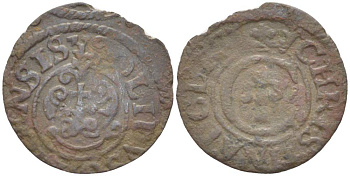 Ливония 1 солид (шелаг, шиллинг) 1638 КОРОЛЕВА КРИСТИНА (1632-1654), ШВЕДСКАЯ ОККУПАЦИЯ, ВЕС 0,44 ГР. KM 21 серебро 1517-1033