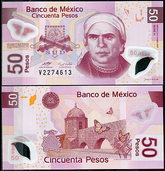 Мексика 50 песо 2007 Pick 123 h пластик UNC (пресс) 8602-44-2-1