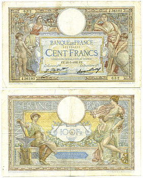 ФРАНЦИЯ 100 ФРАНКОВ 1932 21 ИЮЛЯ 1932 Pick 78b бумага 6301-37-1