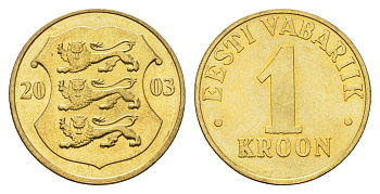 Эстония 1 крона 2003 KM 35 латунь UNC 4673-1226