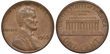 США 1 цент 1965 KM 201 медь цинк 4549-1012