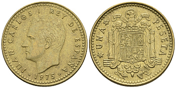 Испания 1 песета 1975 (78) Хуан Карлос I (1975-2014) KM 806 алюминиевая бронза 85-715
