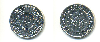 Нидерландские Антилы 25 центов 1992 Беатрикс (1980-2013) KM 35 сталь плакированная никелем 4379-244