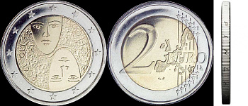 Финляндия 2 евро 2006 100 лет парламентаризма, маски KM 125 биметалл UNC M12-15