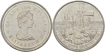 Канада 1 доллар 1984 Жак Картье KM 141 никель UNC 97-225