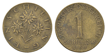 Австрия 1 шиллинг 1960 KM 2886 алюминиевая бронза 4674-415