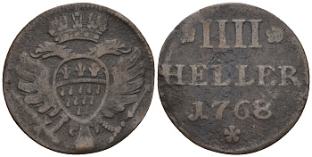 Кельн 4 геллера 1768  KM 440, Noss 644 ff медь    220-815