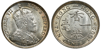 Гонконг 10 центов 1902 Эдуард VII (1901-1910) KM 13 серебро UNC 91-922