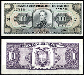 Эквадор 100 сукре 1997 Pick 123 Ad бумага 7547-79-4-2