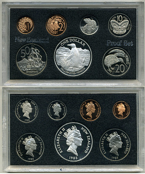 Новая Зеландия официальный набор из 7 монет 1988 в оригинальной пластиковой упаковке серебро PROOF 1-4-1-07