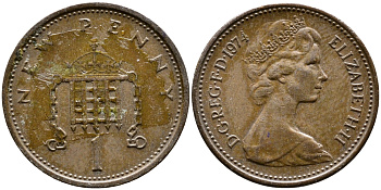 Великобритания 1 пенни 1974 Елизавета II (1952-2022) KM 915, Spink 4237 (B1) бронза 4387-656