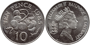 Гернси 10 пенсов 1985 FAO, помидоры KM 43.1 медно-никель UNC 4680-113