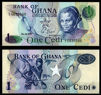 Гана 1 седи 1976 Pick 13 c (1) бумага UNC (пресс) 7217-5-1-2