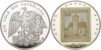 ФРГ 10 евро ND медаль с маркой серебро PROOF 1088-7-11