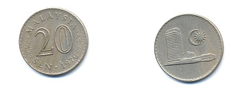 Малайзия 20 сенов 1976 здание Парламента KM 4 медно-никель 4379-457